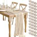 12 Pcs Beige Cheesecloth Table Runner 13ft Boho Gauze Cheesecloth Table Runner 160 inch Long for Christmas Wedding Bridal Baby Shower Birthday Table Decorations