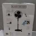 BLACK+DECKER 18-Inch Stand Fan with Pedestal Base, Height Adjustable Pedestal Fan with Remote and Touch Control Panel, Free Standing Fan with 90-Degree Oscillating and 3-Speed Settings, Black