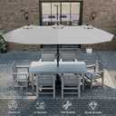 Kingdura 15ft Large Patio Umbrella with Solar Lights, Double-Sided Rectangle Lighted Outdoor Table Umbrella with Base Included, 12 Reinforced Ribs, 48 Led Lights, Crank Lift for Market Pool Deck Backyard, Light grey