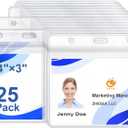 ID Badge Holder 25 Pack Horizontal ID Card Holder 4"x3" Clear Name Badge Holder Waterproof Zip Plastic Business Card Holder Name Tags Protector by ZHEGUI