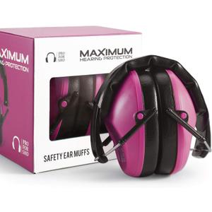 Pro For Sho 34dB Hearing Protection Ear Muffs  Highest NRR Compact Design Ear Protection for Loud Events & Sensory Use (Standard, Pink)