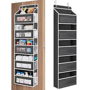 JARLINK Over the Door Organizer Storage, 5 shelf Hanging Organizer with 5 Large Capacity Pockets, Anti Tilt 44 lb Load Behind Door Storage for Bedroom, Bathroom, Pantry, Nursery, (Black)