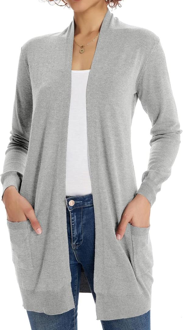 GRACE KARIN Women Lightweight Cardigan Sweaters with Pocket Long Sleeve Shrugs (XX-Large)