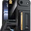 for iPhone Air Case Wallet with Card Holder (4-5Cards) +1 Privacy Screen Protector,[RFID Blocking][Kickstand][Military Drop Protection] Full Camera Protection Wallet Case for iPhone 17 Air