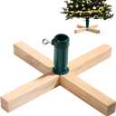 Soaoo Wood Christmas Tree Stand 15.7 Inch Replacement Xmas Tree Stand Base Stable Fake Christmas Tree Base with Thumb Screw Adjustable Fits 0.5 to 1.26 Inch Tree Pole for Artificial Tree (Green Pole)