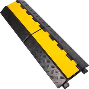 Rubber Cable Ramp Cord Cover Cable Protector Ramps Wire Hose Protective 2 Channel 22000Lbs Load Capacity Traffic Speed Bump for Asphalt Concrete Gravel Driveway Indoor Outdoor, 1 Pack