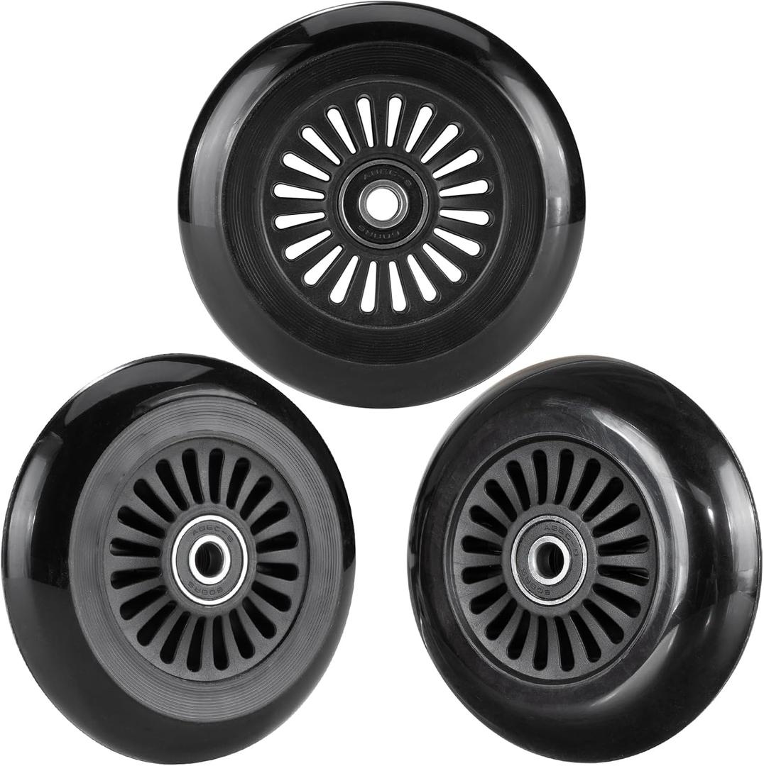 AOWESM Easy Roller Replacement Wheels w/Bearings ABEC-9 for Ez Rollers Classic Drifter Junior New Twist On A Classic Scooters - Set of 3 (Black)