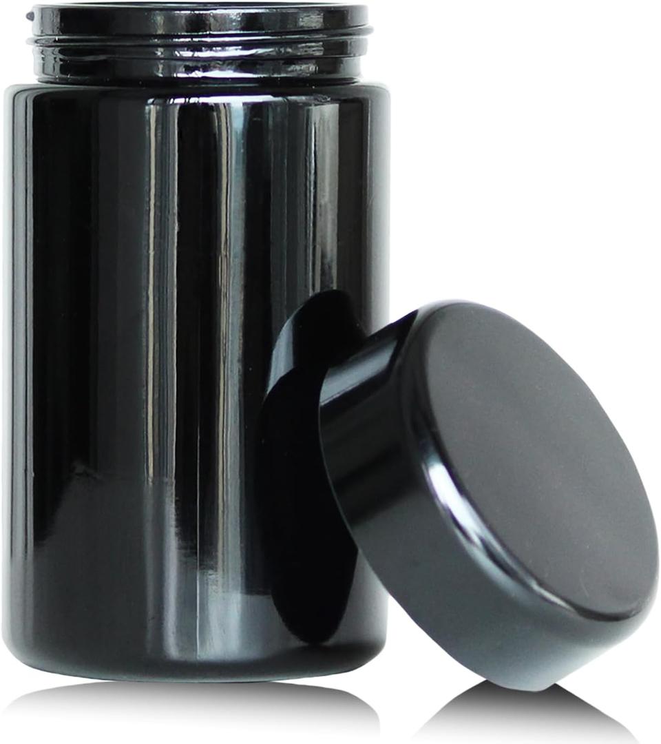 Black Glass Airtight Storage Container Jar 100ml with UV Protection for Spice Coffee