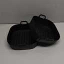 Square Silicone Air Fryer Liners 2 Pack, Compatible with Ninja AF141 181, 8.5 Inch Air Fryer Liners for COSORI 5-6.5 QT, Reusable Silicone Basket, Air Fryer Accessories (Black)