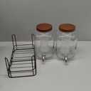 2 Pack1Gallon Glass Drink Dispensers with Stand&Bamboo Lids&Fruit Infuser,304 Stainless Steel Leak-Proof Spigot,Beverage Dispenser for Parties,Water Sangria Juice Sun Tea Lemonade(Brown)