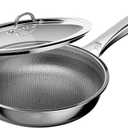 12 Inch Hybrid Nonstick Frying Pan, Stainless Steel Pan Non Stick Skillet, PFOA Free Cookware, Non Toxic Chef's Pan, Compatible with Electric, Gas and Induction, with Lid