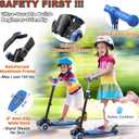 Kick Scooter for Kids Ages 6-12, LED Lighted Wheels and 3 Adjustable Height Handlebars, Kids Kick Scooter, Extra Wide Deck for Girls and Boys Blue