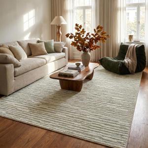 RUG BRANCH Nomad 4'x6' (Exact Size: 3'11" x 5'7") Abstract Indoor Area Rug, Green Beige, Modern - Living Room, Bedroom, Dining Room, and Kitchen