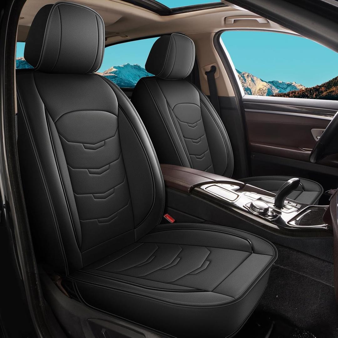 Car Seat Covers Fit for Toyota Highlander:2007-2025 SUV Seat Covers Full Set Luxury Leather Automotive Seat Covers Waterproof Seat Protectors Compatible Airbags(5 Seat,Black)