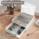 Jewelry Box with Mirror, Flip-Linked Jewelry Display Storage Box, 2 Tier Jewelry Organizer with Velvet Lining for Earring Necklace Bracelet, Ideal Gift for Girls, Wife, Daughter