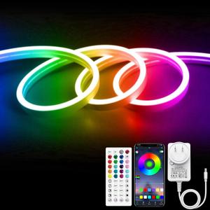 49.2FT/15M RGB LED Strip Light, LED Light Strip with App/Remote Control, Colour Changing, Outdoor Waterproof Cuttable Silicone Light Strip for Bedroom TV Backlight Gaming Room DIY Lighting
