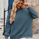 Zeagoo Womens Sweatshirt Long Sleeve Color Block Fleece Hoodies Fall Casual Crewneck Pullover Tunic Tops 2024 (Blue, XXL)