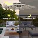 9ft Solar Umbrella Outdoor - 2-Tier Lighted Solar Patio Umbrella with 40 LED Lights Waterproof UV Protection, Table Umbrella with Tilt for Pool, Porch, Garden, Backyard (Taupe)