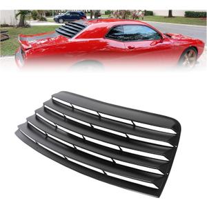 HECASA Rear Window Scoop Louver Sun Shade Cover Compatible with 2008-2023 Dodge Challenger - Black, ABS Material