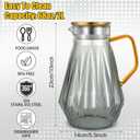 Glass Pitcher with Lid and Spout, Gray Clear Hot & Cold Water Jug with Handle and Lid for Iced Juice, Coffee, Milk, Coffee, Sun Lemonade,Water, Hot Tea (68 oz)