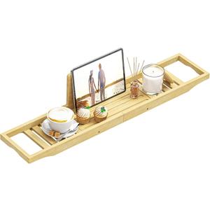Bathtub Tray Caddy - Bath Tray - Bath Tub Table Tray Caddy - Bamboo Bath Tray for Tub