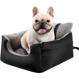 Downluxe Dog Car Seat - Detachable & Machine Washable Booster Seat with Pockets, Waterproof Travel Bed for Small Dogs Up to 25lbs, Dark Grey