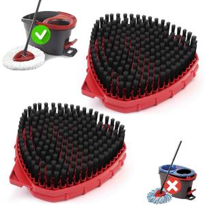 2 Pack Scrub Brush Attachment Compatible with O Cedar EasyWring Microfiber Spin Mop 1 Tank System, Upgraded Floor Scrubber Mop Replace Head, More Bristles Brush Heads for Kitchen, Deck and Bathroom