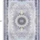 Area Rug 5x7 Washable Rug, Large Soft Rugs with Non-Slip Backing and Soft Low Pile, Vintage Gray Rug for Living Room and Bedroom