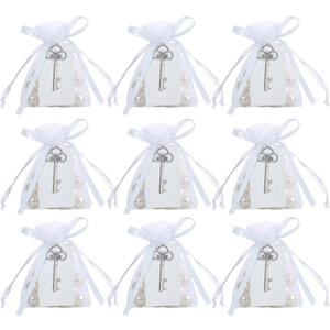 50 Pcs Rustic Vintage Key Bottle Opener with Card Tag and Sheer Bag for Wedding Party Favors