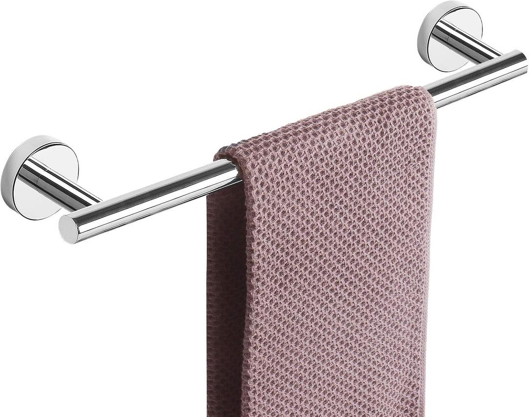 NearMoon Bath Towel Bar, Thicken Stainless Steel Shower Towel Rack Holder Wall Mounted for Bathroom, 20-lnch Overall Length-17-lnch Usable Hanging Space (1 Pack, Chrome Finish)