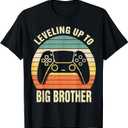 Leveling up to Big Brother 2025 Funny Gamer Boys Kids Men T-Shirt (S, Black)