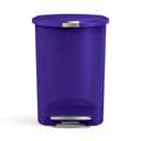 simplehuman Semi-Round Step Can, 50L / 13 Gallon Kitchen Trash Can, Studio Edition, Pet-Proof Slide Lock, 150,000-Step Pedal, Lid Shox Silent Close, Indigo Plastic