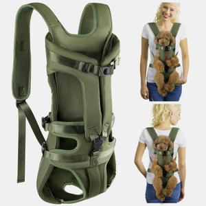 Lukovee Dog Backpack Carrier, Legs Out Easy-fit Dog Front Carrier for Small Medium Dogs, Adjustable Hands Free Dog Chest Carrier for Hiking Cycling (Green, X-Large)