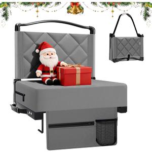 Stadium Seats with Back Support and Cushion Thick Padded Bleacher Chairs with Shoulder Strap, Portable Folding Stadium Seat Chair for Bleachers Includes Cup Holder and Side Pocket, Gray (1pcs)