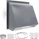 Upgraded 10 Inch Hooded Wall Vent, Outdoor Wall Exhaust Vent Cover Wall Cap with Screen & Damper for Exterior Kitchen Range Hood, Ventilation Dryer, HVAC Duct Air Exhaust, Galvanized Steel, Black