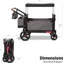 Radio Flyer Atlas Stroll 'N Wagon, Atlas Gray, for Ages 1+, 3-in-1 Push or Pull Versatility, One-Hand Fold, UV Canopy, 5-Point Harnesses, Storage Capabilities, Rubber Wheels, Stroller Wagon for Kids