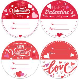 Geyoga 1000 Pcs Happy Valentines Day Tag Stickers Red Heart Love Envelope Stickers 1.2 Inch Sweet Valentines Labels for Kids Candy Bag Envelope Seals for Classroom Valentine Gift Wrap
