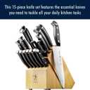 HENCKELS Statement Premium Quality 15-Piece Knife Block Set, Natural, Razor-Sharp, German Engineered Informed by 100+ Years of Mastery, Lightweight and Strong, Dishwasher Safe