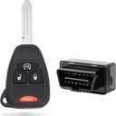Keyless Entry Remote Kit 4 Button Compatible with Chrysler, Compatible with Dodge, Compatible with Jeep Models (OHT692427AA/OHT692413AA)