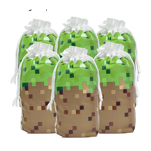 30Pcs 7 x 10Inch Pixel Miner Favor Bags Pixel Themed Treat Goodie Bags for Birthday Party Supplies Video Game Party Candy Bag for Kids