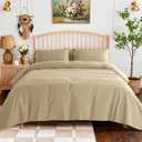 SONORO KATE 100% Egyptian Cotton Sheets - 800 Thread Count, 5-Star Hotel Sateen Weave Bed Sheets, Cooling, Soft & Breathable Bed Sheets Set, Fits 16" Deep Pocket - 4 PC (Beige,King)