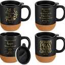 FillTouch 2 Pcs Christian Gift Mugs Bulk 15 oz Religious Cups Cork Bottom Coffee Mugs with Bible Verses Inspirational Gifts for Women Men Pastor Teacher Bible Study Group Member Church Favors