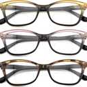 HIYANJN Bifocal Reading Glasses for Women,3 Pack Clear Top Readers with Spring Hinges, Stylish Gradient Small Cat Eye Frame 2.0x