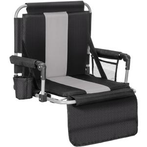 ALPHA CAMP Stadium Seat Chair for Bleachers with Back & Arm Rest (Black Grey) ALPHA CAMP Stadium Seat Chair for Bleachers with Back & Arm Rest (Black Grey)