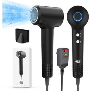 KARFUN Hair Dryer, 110000 RPM High-Speed Brushless Motor Fast Drying Blow Dryer, 57dB Low Noise Hair Dryer for Home or Travel, 3 Temps & 2 Speeds (Black)