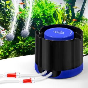 QZQ Aquarium Air Pump, Quiet Fish Tank Air Pump with Dual Outlets, 3W/5W Powerful Adjustable Oxygen Pump with Accessories, Aquarium Bubbler Aerator for Fish Tank Up to 120 Gallon (5W)