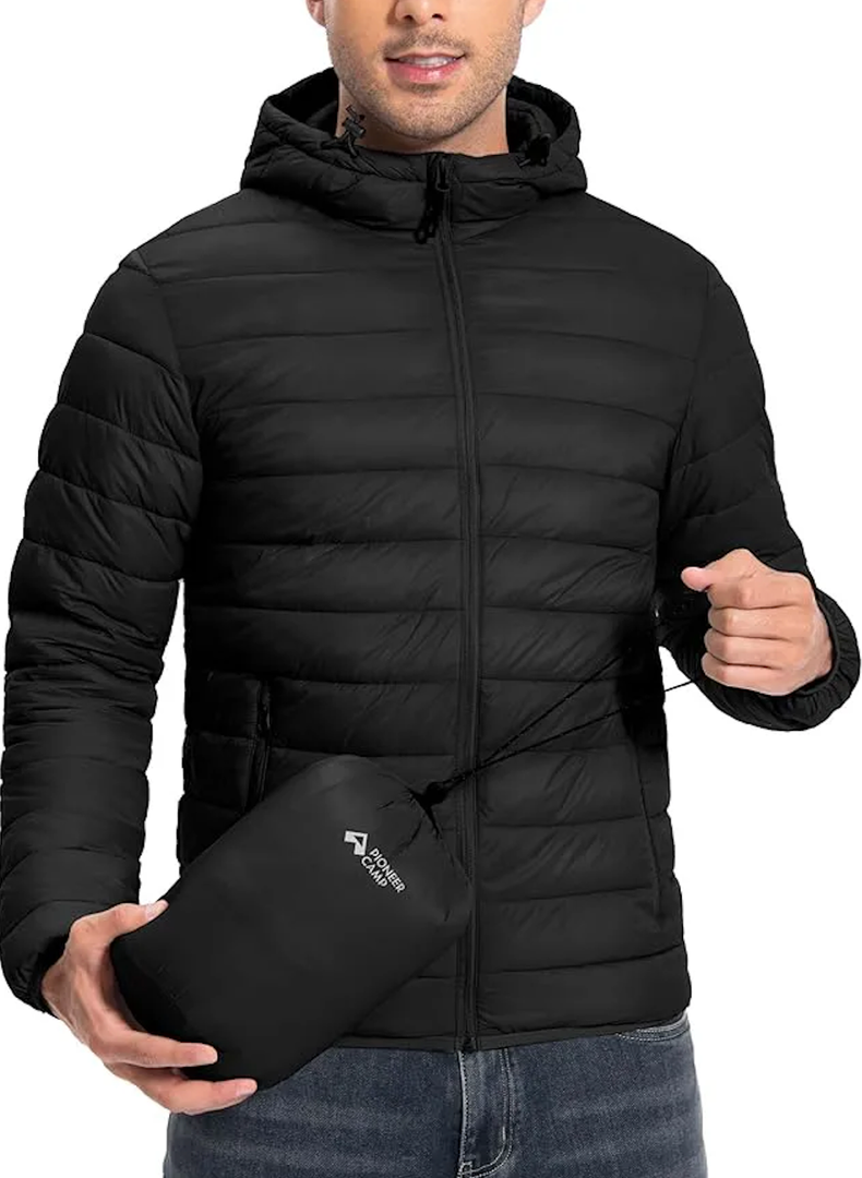 Pioneer Camp Mens Lightweight Packable Puffer Jacket Winter Insulated Puffy Coat Water Repellent Warm Quilted Jackets Travel M-L