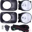 MOTOKU Pair Fog Light and Fog Lamp Bezel Cover Panel Trim Kit for Honda Pilot 2009-2011 Left Driver and Right Passenger Side with Switch Wire Harness