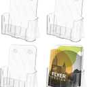 Acrylic Brochure Holder, 4 Packs Brochure Holder 8.5 x 11, Flyer Holder for Business, Clear Brochure Display Stand for Pamphlet Paper Literature Document Magazine Menu, Table Desk Wall Mount