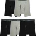 Fruit of the Loom Men's Coolzone Boxer Briefs, Moisture Wicking & Breathable, Assorted Color Multipacks (5 Pack - Black/Gray) XL